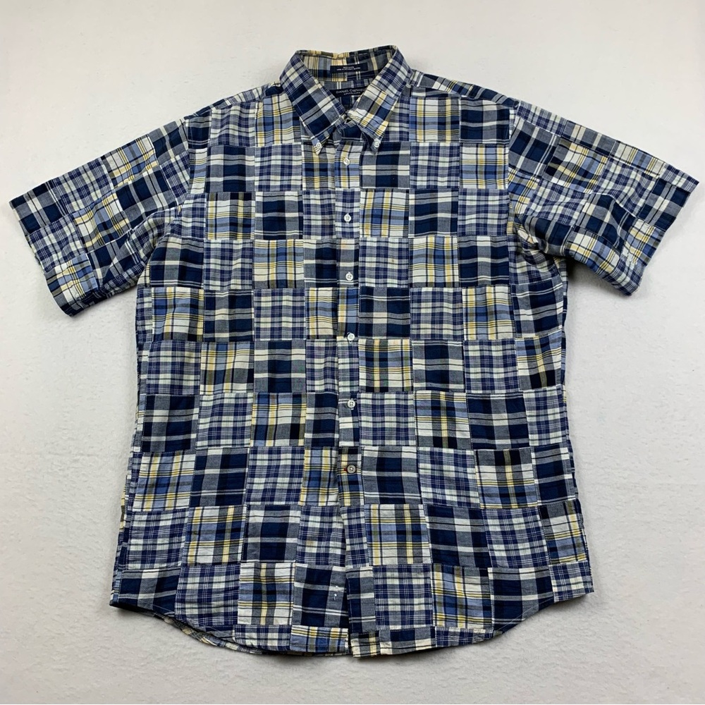 Daniel Cremieux Shirt Mens Large L Patchwork Plaid Button Down‎ Cotton Hipster